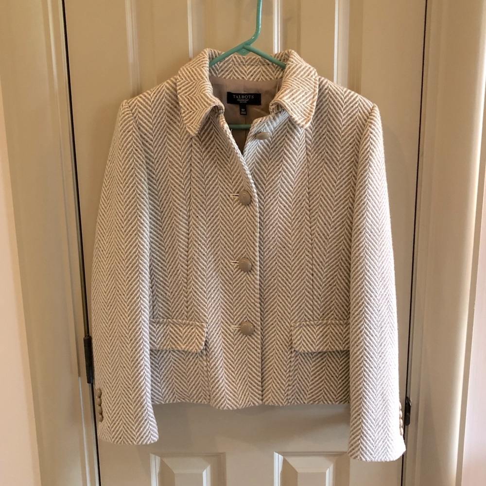 Talbots Petites Wool Blend Herringbone Blazer
